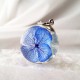 Pandantiv sfera cu Flori de Hortensie albastru alb • MAY BLUE • Oțel Inoxidabil