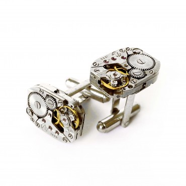 Butoni de cămașă steampunk din mecanisme ceas cu rubine încrustate • F • 