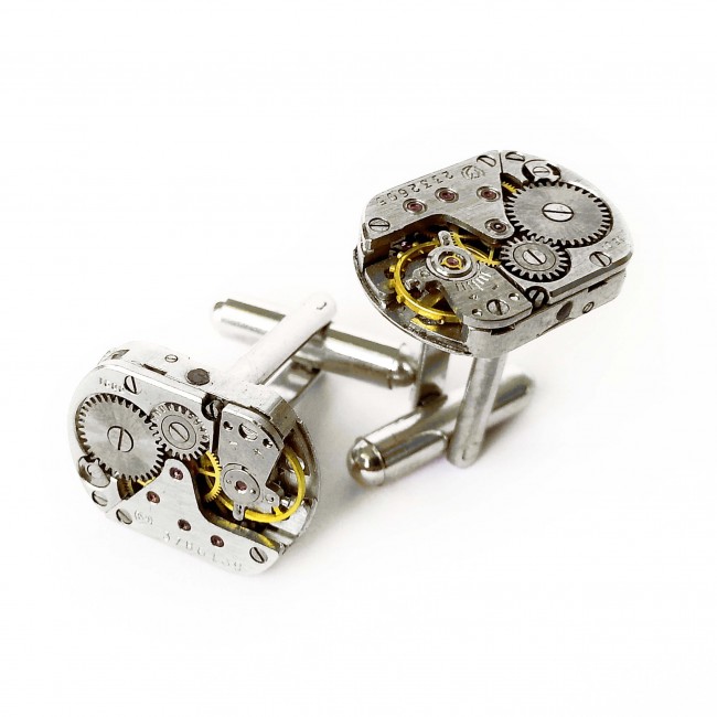 Butoni de cămașă steampunk din mecanisme ceas cu rubine încrustate • MEDIO • 