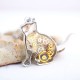 Pandantiv pisică steampunk cu piese de ceas • KITTY •  Oțel Inoxidabil