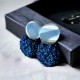 Cercei cu șurub, Geode glitter • DEEP BLUE XL • Oțel Inoxidabil