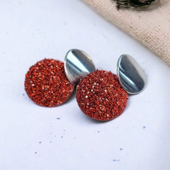 Cercei cu șurub, Geode glitter • RED XL • Oțel Inoxidabil