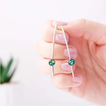 Cercei cu Foită de Aur • TURQUOISE DROP • Argint 925 Rodiat