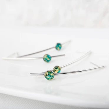 Cercei cu Foită de Aur • TURQUOISE DROP • Argint 925 Rodiat