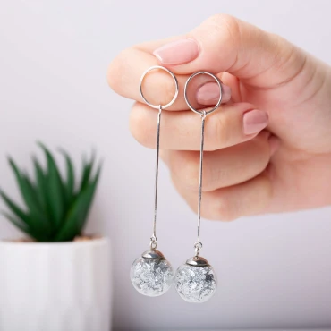 Cercei cu Foită de Argint • GLASS MAVRIK • Argint 925 Rodiat