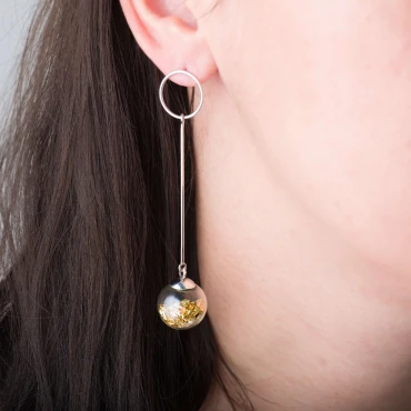 Cercei cu pietre aurii • GLASS STONES • Argint 925 Rodiat
