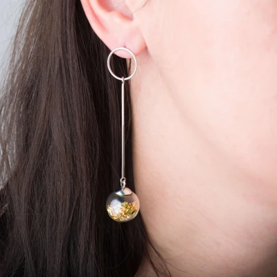 Cercei cu pietre aurii • GLASS STONES • Argint 925 Rodiat