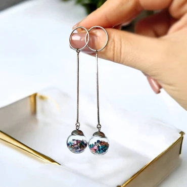 Cercei cu pietre colorate • GLASS GEMS • Argint 925 Rodiat