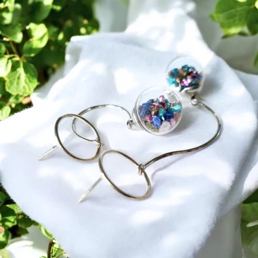 Cercei cu pietre colorate • GLASS GEMS • Argint 925 Rodiat