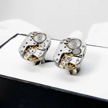 Butoni de cămașă steampunk din mecanisme ceas cu rubine încrustate • MEDIO • 