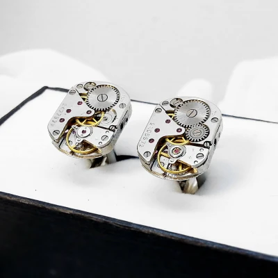 Butoni de cămașă steampunk din mecanisme ceas cu rubine încrustate • MEDIO • 