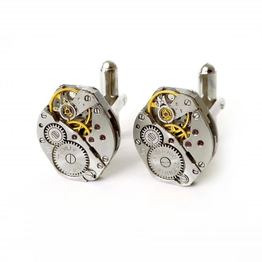 Butoni de cămașă steampunk din mecanisme ceas cu rubine încrustate • DIAMANT • 