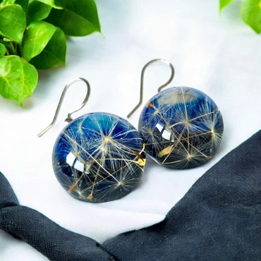 Cercei cu Puf de Păpădie • BLUE WISH • Argint 925 Rodiat
