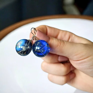 Cercei cu Puf de Păpădie • BLUE WISH • Argint 925 Rodiat