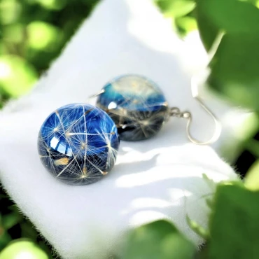 Cercei cu Puf de Păpădie • BLUE WISH • Argint 925 Rodiat