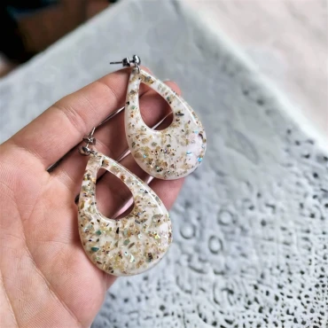 Cercei cu scoici Abalone în rășină • DROPS • Oțel Inoxidabil