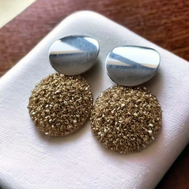 Cercei cu șurub, Geode glitter • GOLDEN XL • Oțel Inoxidabil