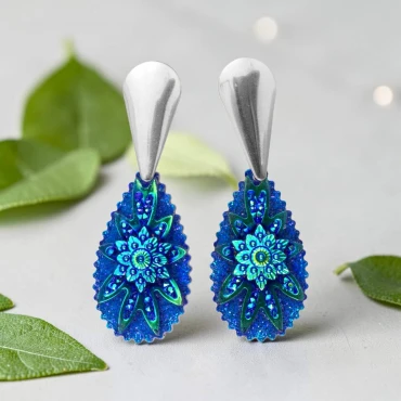 Cercei cu șurub, Geode glitter • ANEMONA • Oțel Inoxidabil