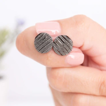Cercei cu șurub, mini Geode glitter • LINES • Oțel Inoxidabil