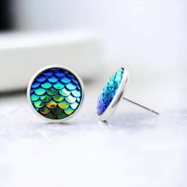 Cercei cu șurub, mini Geode glitter • SIRENA • Oțel Inoxidabil