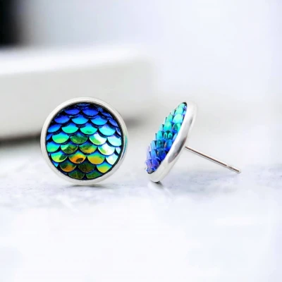 Cercei cu șurub, mini Geode glitter • SIRENA • Oțel Inoxidabil