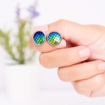 Cercei cu șurub, mini Geode glitter • SIRENA • Oțel Inoxidabil