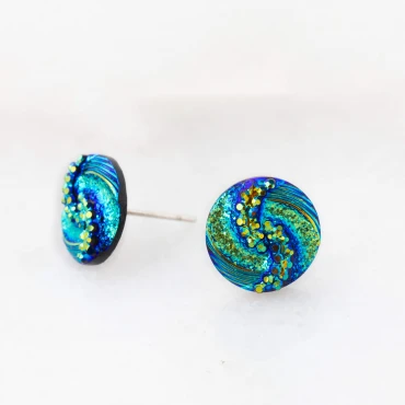 Cercei cu șurub, mini Geode glitter • SWIRL • Oțel Inoxidabil