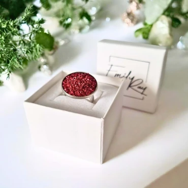 Inel ajustabil, Geode Glitter • MAGENTA FRAME • Oțel Inoxidabil