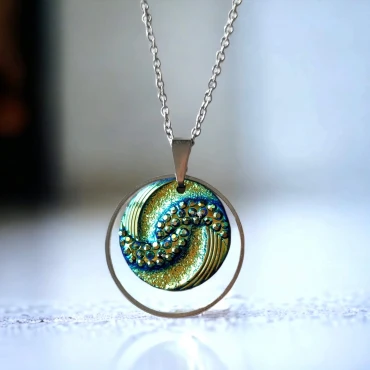 Pandantiv cu lantisor, Geode glitter • SWIRL • Oțel Inoxidabil