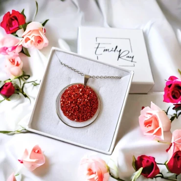 Pandantiv cu lantisor, Geode glitter • RED P • Oțel Inoxidabil
