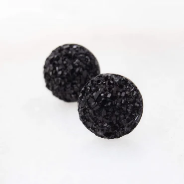 Cercei cu șurub, mini Geode glitter • NEGRU • Oțel Inoxidabil